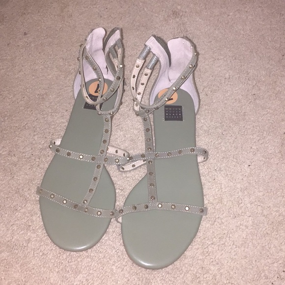 White House Black Market Shoes - Green Strapped Heels